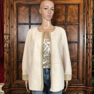 Chico's Fawn Faux Suede & Shearling Reversible Zip Up Coat